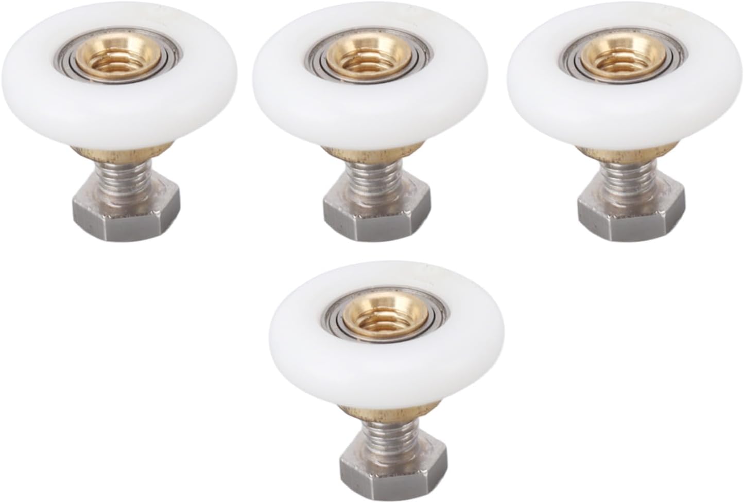 Shower Door Rollers Replacement Stable Performance Easy Installation for Different Shower Rooms 4 Sets, Nylon Stainless Steel Copper (19mm)