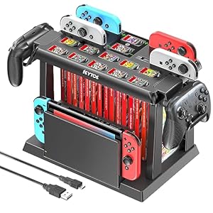 Kytok Switch Games Organizer Station with Controller Charger, Charging Dock for Nintendo Switch & OLED Joycons, Storage and Organizer for Games, TV Dock, Pro Controller, Accessories Kit
