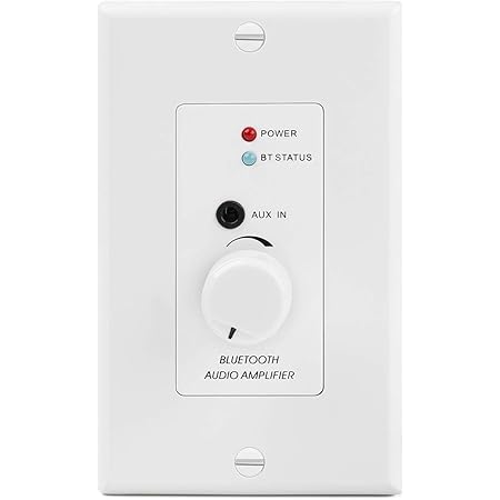 TNP in-Wall Bluetooth Audio Receiver Wall Plate, BT 4.2 Wireless Adapter 30W Stereo Amplifier aptX Audio w/Volume Control, 3.5mm Headphone AUX Input for Sound Speaker Systems Home Theater Integration
