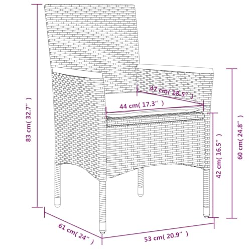 Ensemble à manger de jardin résistant aux intempéries avec coussins déhoussables gris - 5