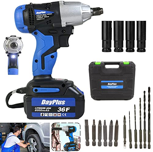 3 in 1 Akku Schlagschrauber 1/2 Zoll & 420Nm Drehmoment Akku Bohrschrauber & Akkuschrauber mit 6.0 Ah Akku, LED-Arbeitslicht, 18V Akku Drehschlagschrauber mit Koffer und 16pcs Zubehör