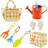【Herramientas de jardín de infantes todo en uno】 Este kit de jardín de infantes incluye regadera, guantes, pala, rastrillo, paleta y bolsa de transporte. Los niños pueden comenzar a plantar plantas reales, aprender ciencia y naturaleza, desarrollar habilidades y jugar con estas herramientas de jardinería reales en el jardín y pasar un montón de tiempo divertido.