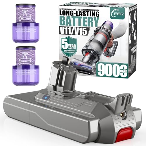 Image of EGR 9000mAh V11 /V15 Battery Replacement Compatible with Dyson Click-in Installation for Extra /Absolute /Animal /Torque /Drive /Outsize /V11 /V15 /SV15 /SV22 /970425-01 Vacuum (Not for Screw-in Models)