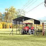 PEILU 4,5x3x2,5m Carport für den Außenbereich, XL Zeltgarage aus Pulverbeschichte Stahlrohr & Dachblech, UV-Schutz & Wasserdicht Garagenzelt für Automobil, 13,5m² Freistehend Gartenlauben für Party
