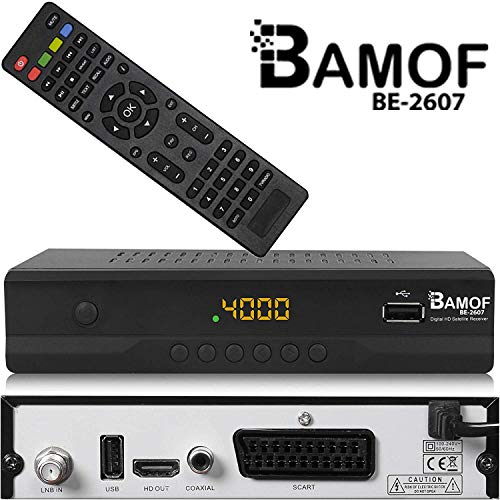 hd-line Bamof BE-2607 Digital Satelliten Sat Receiver - (HDTV, DVB-S/S2, HDMI, SCART, 2X USB 2.0, Full HD 1080p) [Vorprogrammiert für Astra Hotbird Türksat] [Energieklasse A+++]