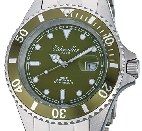 Montre de plongée en acier Eichmüller avec loupe de date et bracelet - 2