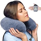 Hikenture ネックピロー 飛行機【 15s膨らむ･70g超軽量 】エアーピロー カバー洗濯可 サイズ調節可 持ち運び便利 飛行機 車 新幹線 バス に適用 U型 携帯枕 首枕 旅行枕 空気 トラベルピロー お昼寝枕