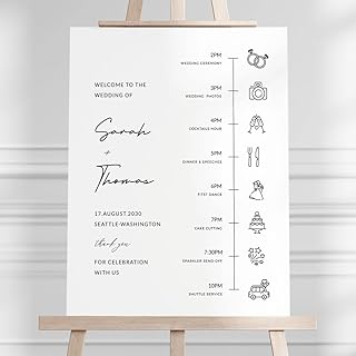 Minimal Script Wedding Timeline Sign, Personalized Simple Order of Events Poster, Elegant Foam Board Decor, Custom Wedding Timeline Board for Ceremony and Reception