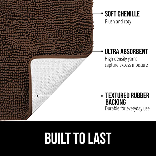 Image of Gorilla Grip Bath Rug 70x24, Thick Soft Absorbent Chenille, Rubber Backing Quick Dry Microfiber Mats, Machine Washable Rugs for Shower Floor, Bathroom Runner Bathmat Accessories Decor, Brown