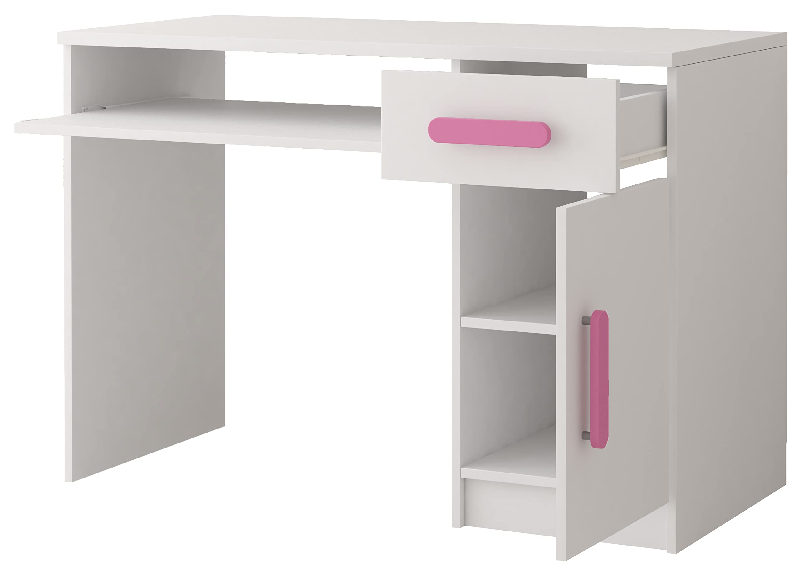 Fabryka Mebli Idźczak Kinderzimmer-Set Jonas I 01 - Schrank, Bett, Wandregal, Kommode, Schreibtisch, Nachttisch - Kleiderschrank - Skandinavischer Stil, Modern Design - Weiß/Grau