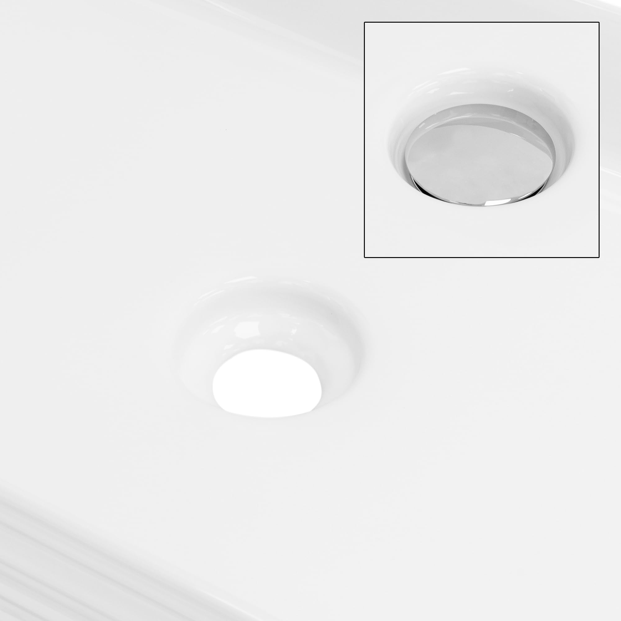 ML-Design Lavabo de Cerámica Blanco Brillante 68 x 38 x 12 cm Fregadero Rectangular de Pared o Sobre Encimera Pila de Diseño Moderno Lavamanos para Mueble de Baño Aseo con Agujero para Grifo y Desagüe
