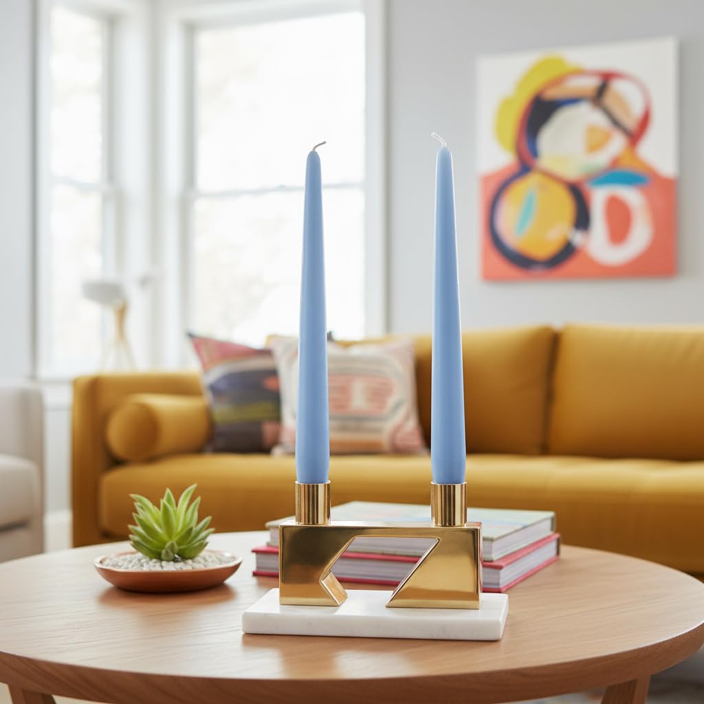 Velas cónicas, Dusty Blue, diámetro 2,2 cm, altura 30 cm, 12 unidades