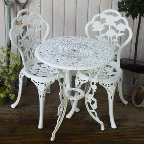 Lazy Susan London Rose Ensemble de Meubles de Jardin Rond 2 Places 60 cm | en Aluminium résistant aux intempéries | sans Entretien | Finition Blanche