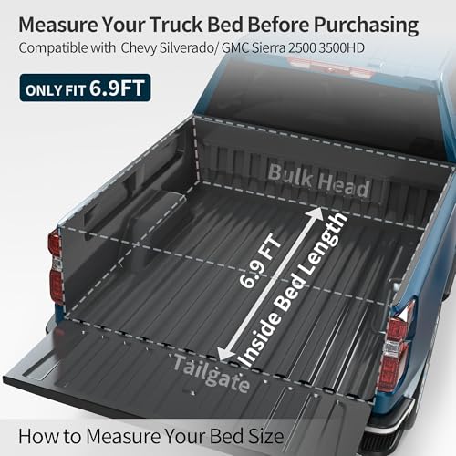 Image of OEDRO Hard Tri-Fold Tonneau Cover for Silverado 2500 3500HD 2020-2026 6.9ft
