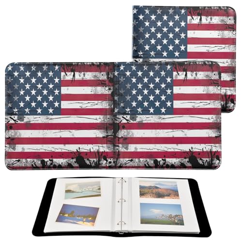Álbum de fotos adhesivo DIY Scrapbook con diseño de bandera americana, 3 anillas, 40 páginas, tamaño 11.8 x 11.2 pulgadas miniatura 2