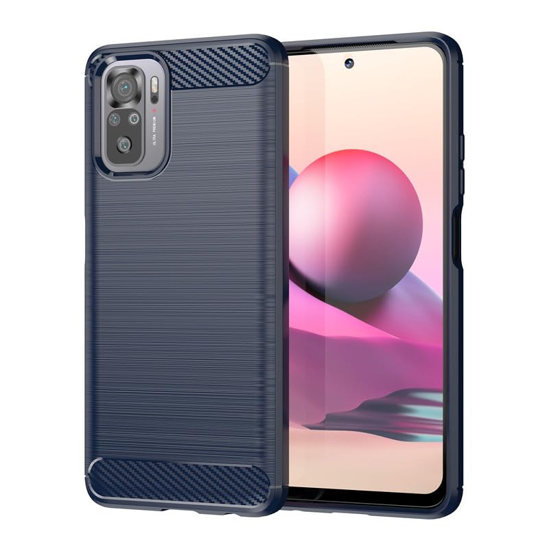 Image of Hybrid Carbon Fiber Back Case for Redmi Note 10s / Note 10 4G / Note 11 SE (Blue)