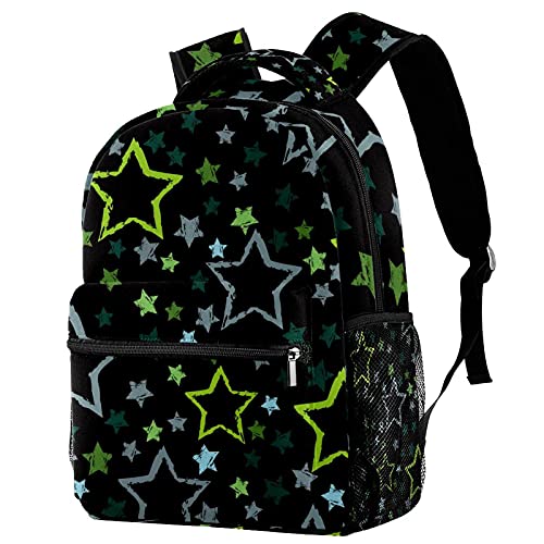 Sac à dos loisirs campus aux motifs étoiles vertes et bleues pour filles et garçons