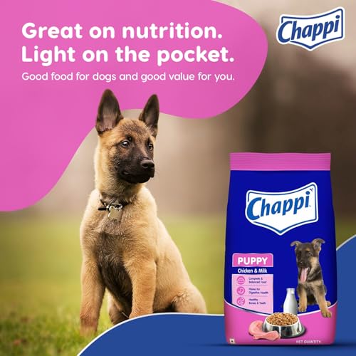 Image of Chappi Puppy Dry Dog Food, Chicken & Milk, 7 kg, Complete and Balanced Food for Puppies (Pack of 2)