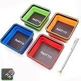 Collapsible Magnetic Trays, 4 Pack Foldable Silicone Magnetic Tool Trays for Small Metal Parts, Bolt