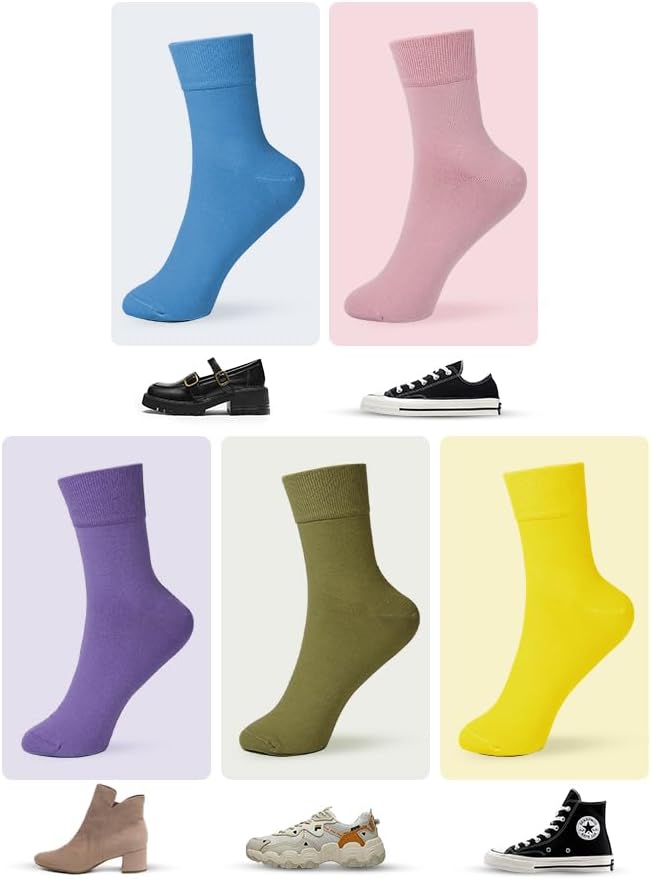 FGZ Women's Crew Socks 5 Pairs Soft Combed Cotton,Breathable Everyday Casual Socks for Women - Image 2