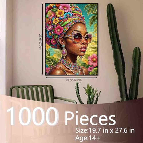 Puzzle de 1000 Piezas Mujer Afro Africana Modelo de Moda 27"x20" miniatura 2
