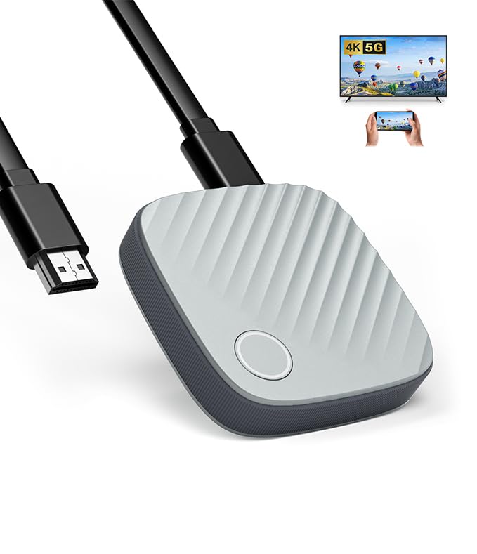 AT-Mizhi Wireless HDMI Display Dongle Adapter 4K Output/5G - Mirror Screen Display Adapter, Video/Audio from Phone/Pad/Android/Mac/Win Laptop to TV/Projector/Monitor, Support Miracast/Airplay/DLNA