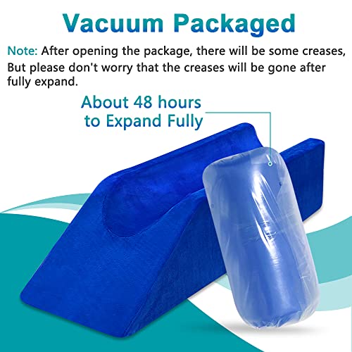 Leg Elevation Wedge Pillow Knee Leg Rest Pillow For Sleeping Post Surgery Knee Support Foam Bed Wedges Legs Bolster Foot Elevation After Surgery Pillow Positioning Wedge Cushion (Blue, 65Cm Long) #TOP5