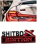 VAGURFO Alloy Shitbox Edition Emblems,Car Emblem Badge 3D Sticker Decal,3D Fender Sticker Badge Nameplate Decal Stickers Replacement Compatible with Most Car Truck SUV(Black&Red)