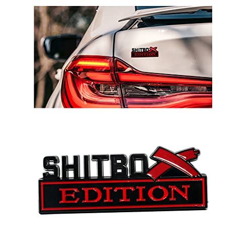 VAGURFO Alloy Shitbox Edition Emblems,Car Emblem Badge 3D Sticker Decal,3D Fender Sticker Badge Nameplate Decal Stickers Replacement Compatible with Most Car Truck SUV(Black&Red)