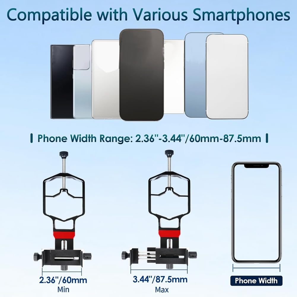 Adaptador Universal de Digiscoping para Teléfono A Telescopio, Soporte de 3 Ejes para Cámara de Teléfono con Microscopio Monocular Binocular