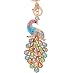 BeeChamp Peacock Shape Shiny Rhinestone Inlay Blingbling Keychain Handbag Purse Charm Car Pendant Keyfob Keyring (Multicolor)