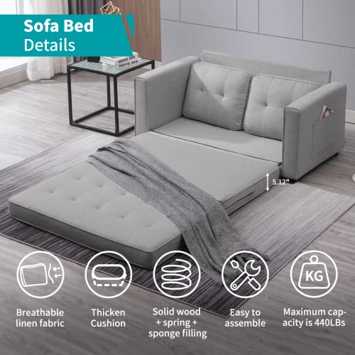 Balus 3-In-1 Convertible Sofa Bed, Loveseat Sleeper Cot, 84" Tri-Fold Multi-Function Modern Sofa Bed Couch, Folding Mattress Sofa Bed For Guests, Futon For Living Room, Floor Sofa Bed(Light Gray) #TOP2