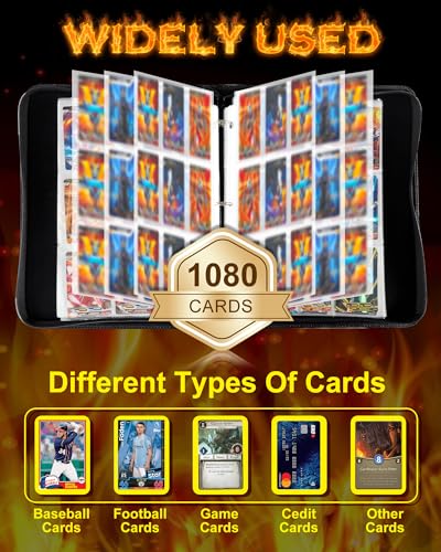 Winsing 1000+ Pockets Card Binder, Premium 9 Pocket Trading Card Binder Cards, 3 Ring Card Album Folder for TCG, CCG, MTG, YuGiOh, Baseball Cards, Sports Cards - Black