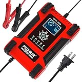 FOXSUR 12V/24V 12-Amp Car Battery Charger/Maintainer for Wet/Gel/LiFePO4/Lead-Acid/AGM Batteries, 7-Stage Quick Charger, for ATV/Motorcycle/Marine etc