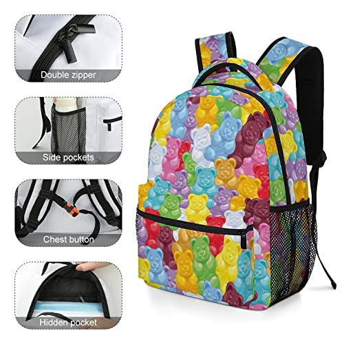 Gummy Bears Candies Oxford Cloth Laptop Backpack Casual Shoulder Bag Daypack For Travel Study Shopping #TOP2