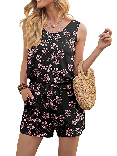 Image of DouBCQ Womens Summer Casual Sleeveless Loose Jumpsuits Romper with Pockets
