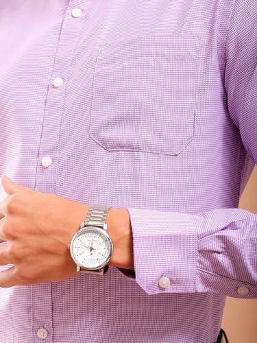 Image of The Indian Garage Co Men Cotton Slim Fit Solid Full Sleeves Cutaway Collar Formal Shirt