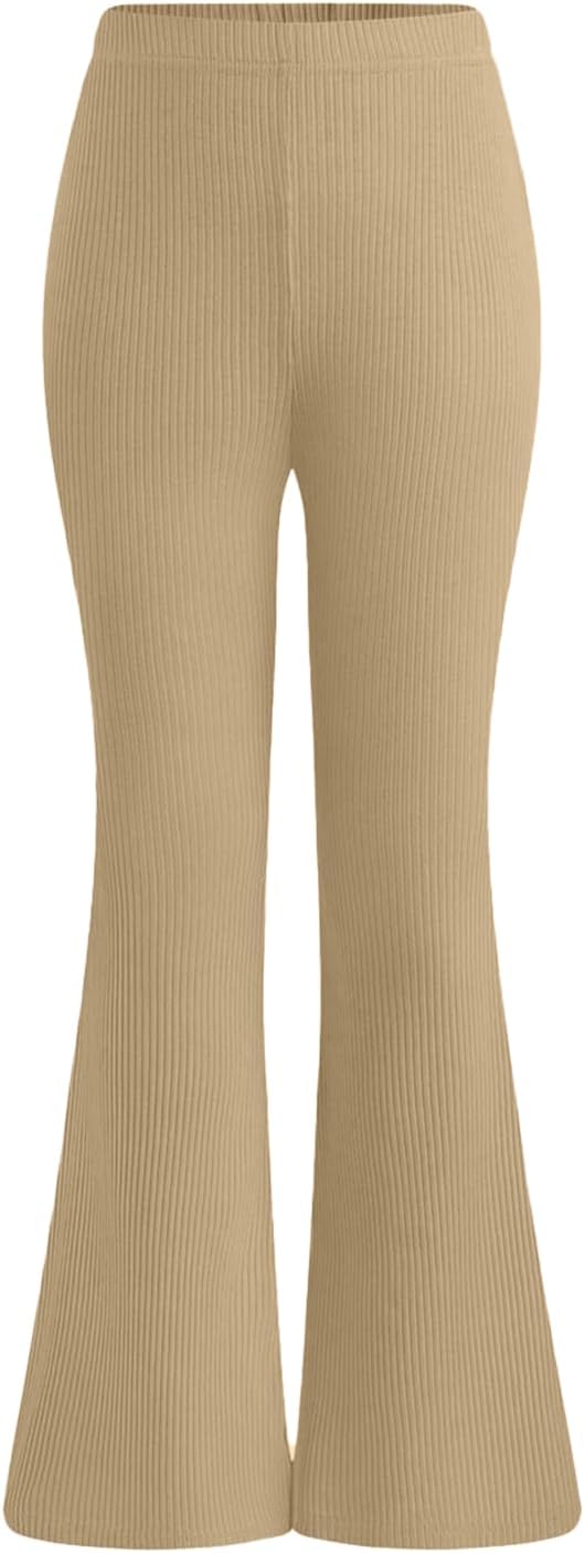 Yesfashion Girls' Clothing Sets Casual Crew Neck Long Sleeve Fitted Ruched Top and Flared Leggings Pants Set - Image 4