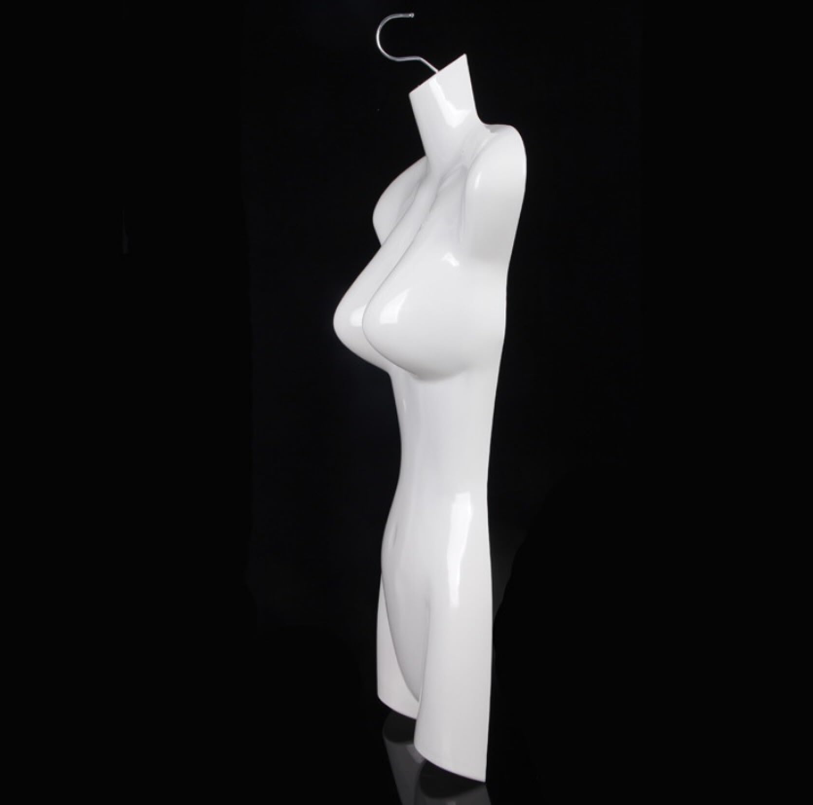 Bayli 1 x Torso Weiblich - 72 cm Damentorso aus Kunststoff - Oberkörper Halbplastik in Farbe weiß - Mannequin Büste - Halbplastischer Damenbody - Puppe Figur - Schaufensterpuppe mit Haken