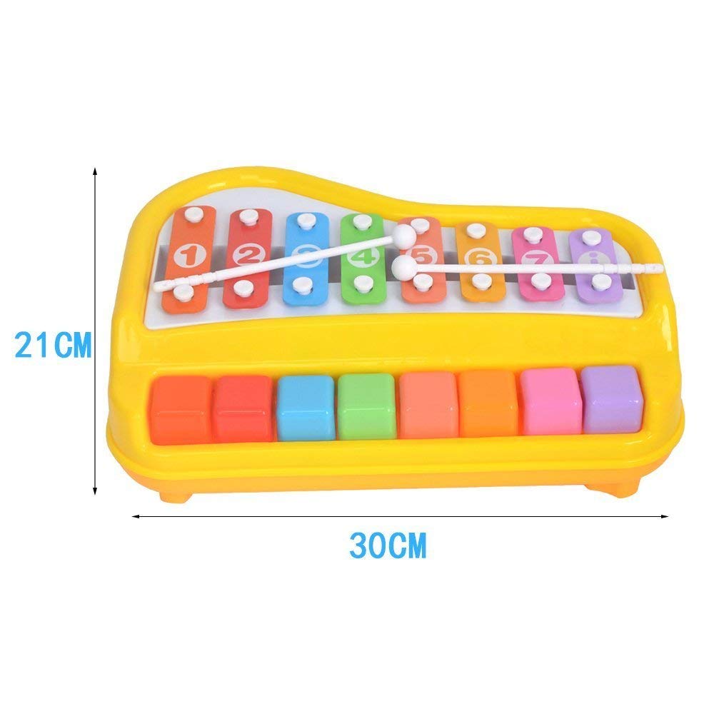 NIYAMAT® 2 in 1 Piano Xylophone Toy for Toddlers 1-3 Years Old, 8 Multicolored Key Keyboard Educational Musical Learning Instruments for Kids 2
