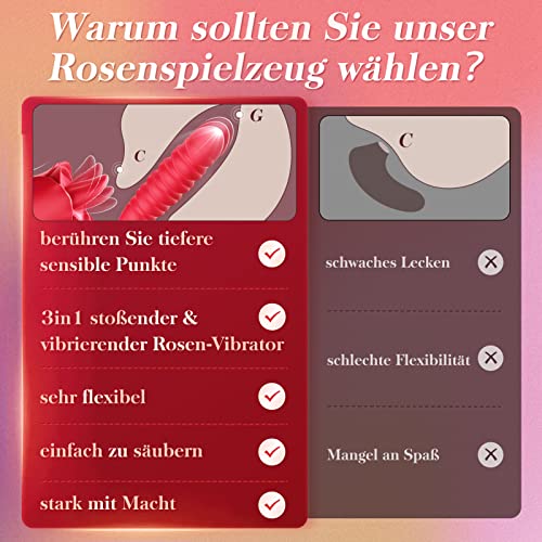 Vibration für frauen Dildo Vibrator Sex Spielzeug für die frau mit 10 Stoßfunktions 3in1 Rose Sexspielzeug mit 10 Zungenlecken Vibratoren Stimulator Erotik Analvibrator Sex Spielzeug für Paare – Bild 6