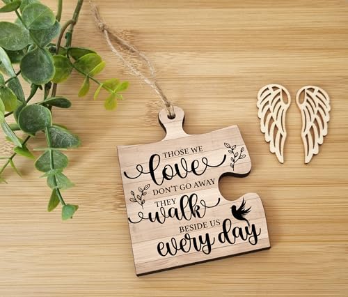 The Plum Penguin Hanging Jigsaw Puzzle Piece Those We Love Don't Go Away Walk Beside Remembrance Sign Ornament - Image 2