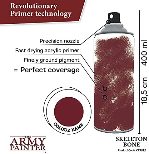 The Army Painter Colour Primer Skeleton Bone, 400 mL Acrylic Spray Primer, Spray Paint Basecoat for Miniature Priming, Tabletop Roleplaying, Boardgames, and Wargames Miniature Modelling