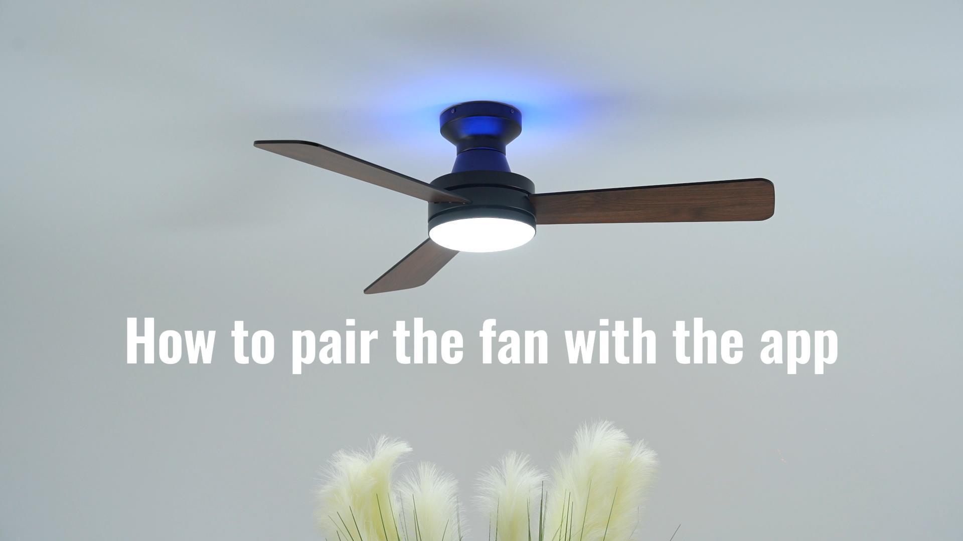 Image of Orison Ceiling Fans with Lights 42 Inch, Low Profile Flush Mount Ceiling Fan, RGB Backlight & Dimmable Lighting, Remote & App Control, 6 Speeds, 3 Reversible Blades, Black /Wood