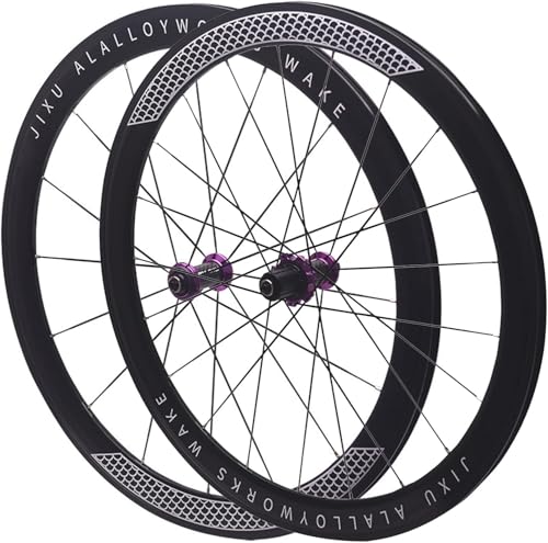 KUNYOS Ruedas De Carbono para Bicicleta De Carretera 700C 30/40/50 Mm Llanta De Doble Capa Aleación De Aluminio Liberación Rápida Frenos C/V/Rim 7-12 Velocidades,Púrpura,50mm