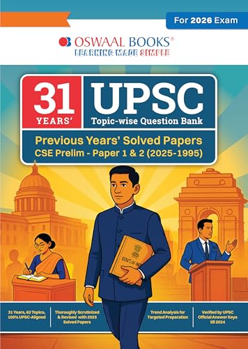 Oswaal 31 years UPSC Topic-wise Question Bank Previous Years Solved Papers CSE Prelim -Paper 1 & 2 (2025-1995)