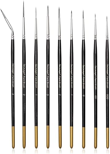 Miniatura 2 de Dainayw Juego de pinceles de pintura para detalles finos, 9 pinceles en miniatura para acuarela, pintura acrílica, kits de aviones, cara, uñas,