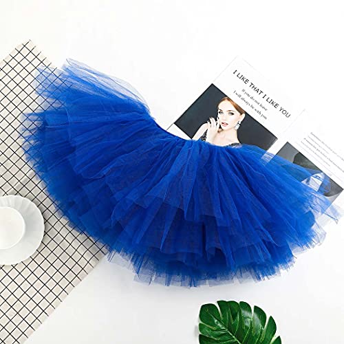 Reetan Ballet Tutu Skirt Tulle Elastic Dance Skirt Six-Layered Tutu Skirts Fashion Performance Costume For Women And Girls(Royal Blue) #TOP5