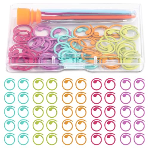 50 Stück Maschenmarkierer zum Stricken, 5 Farben Maschenmarkierer aus...