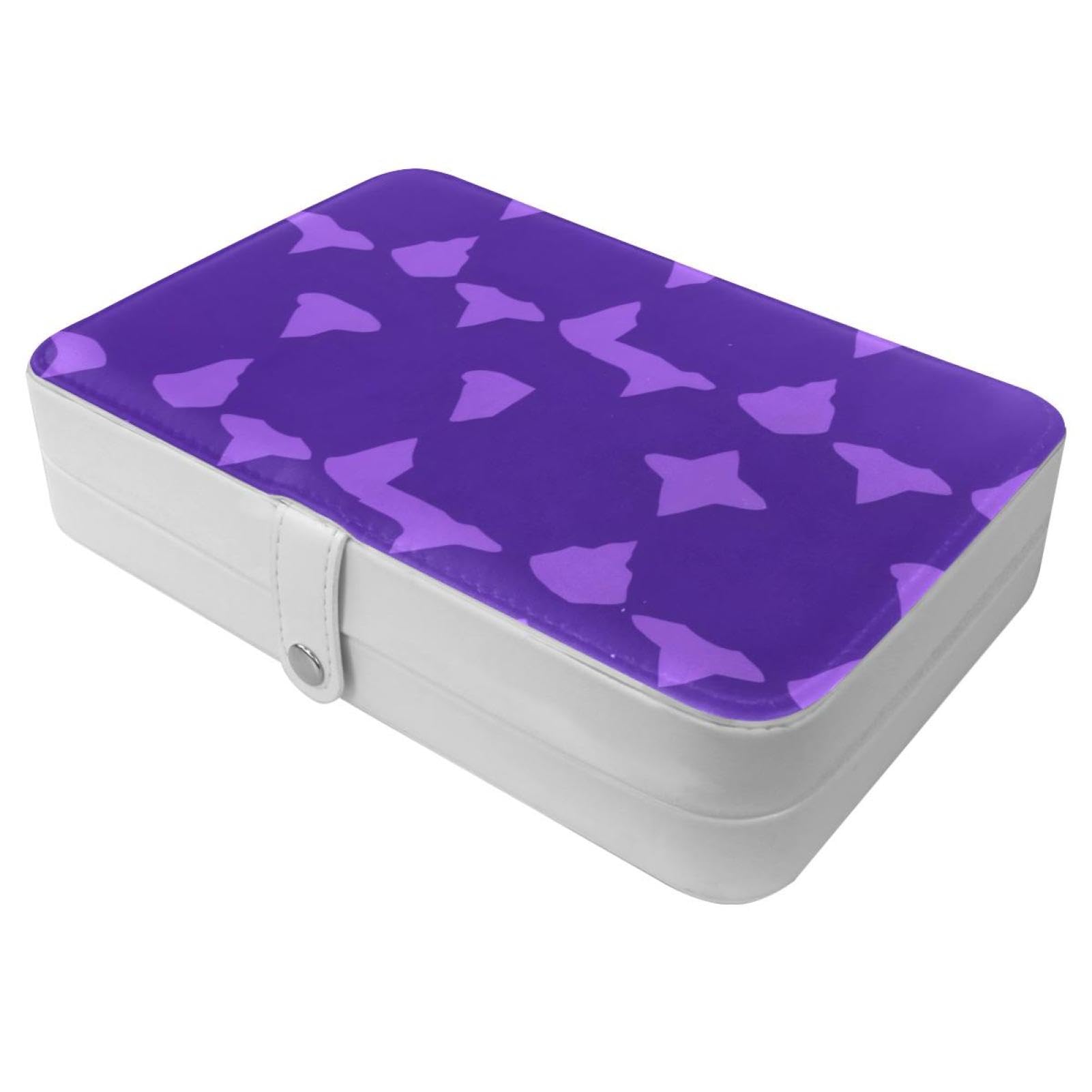 Étui de rangement de bijoux compact violet en structure géométrique